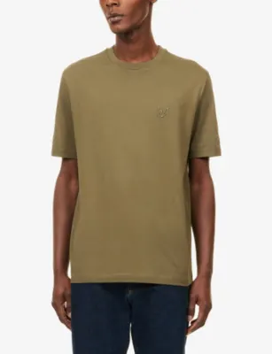 EMPORIO ARMANI Logo-Embroidered Crew-Neck Cotton-Blend T-Shirt detail 3