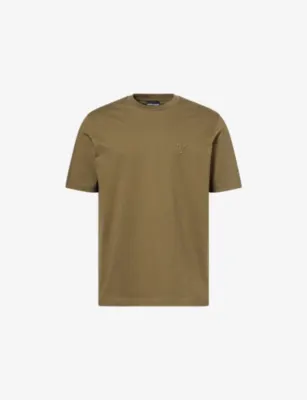 EMPORIO ARMANI Logo-Embroidered Crew-Neck Cotton-Blend T-Shirt