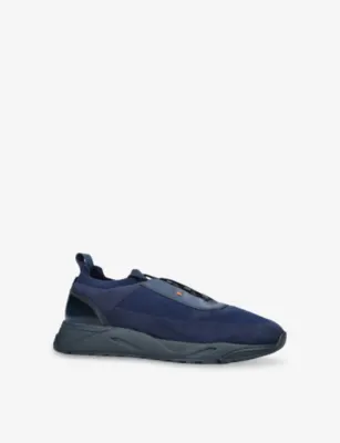 SANTONI Technical-Knit Low-Top Trainers - EUR 44 / 10 UK MEN in Navy, additional product view 3