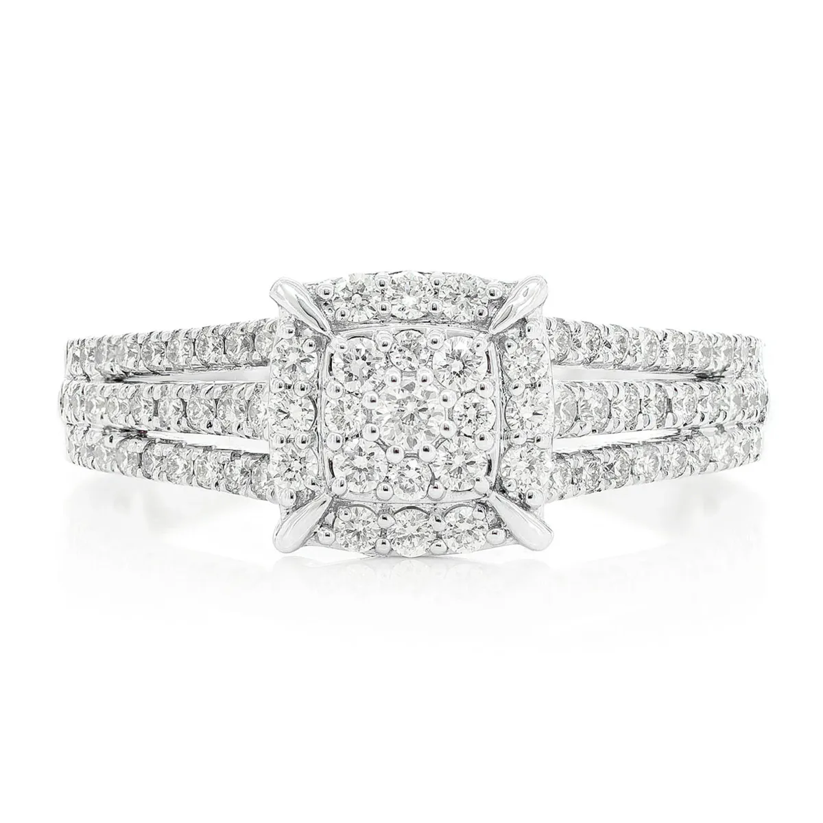 For Him Cluster Halo Three Row Diamond Band Ring in White Gold / VS / Lab Grown Diamond – Ring