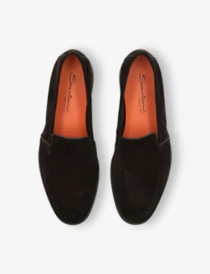 SANTONI Malibu Suede Loafers - Navy - EUR 46 / 12 UK MEN in Dark Brown, additional product view 2