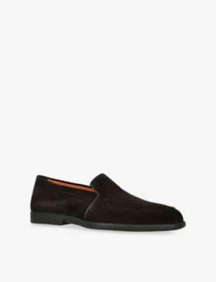 SANTONI Malibu Suede Loafers - Navy - EUR 46 / 12 UK MEN in Dark Brown, additional product view 3
