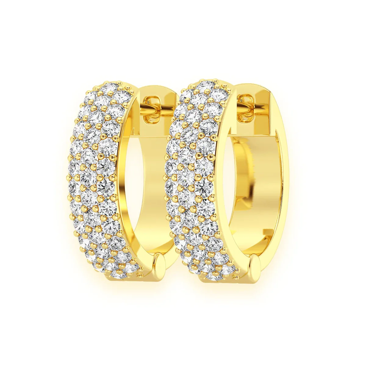 For Him Bubble Row Diamond Huggies in 0.33ctw / Yellow Gold / Natural Diamond – Earring
