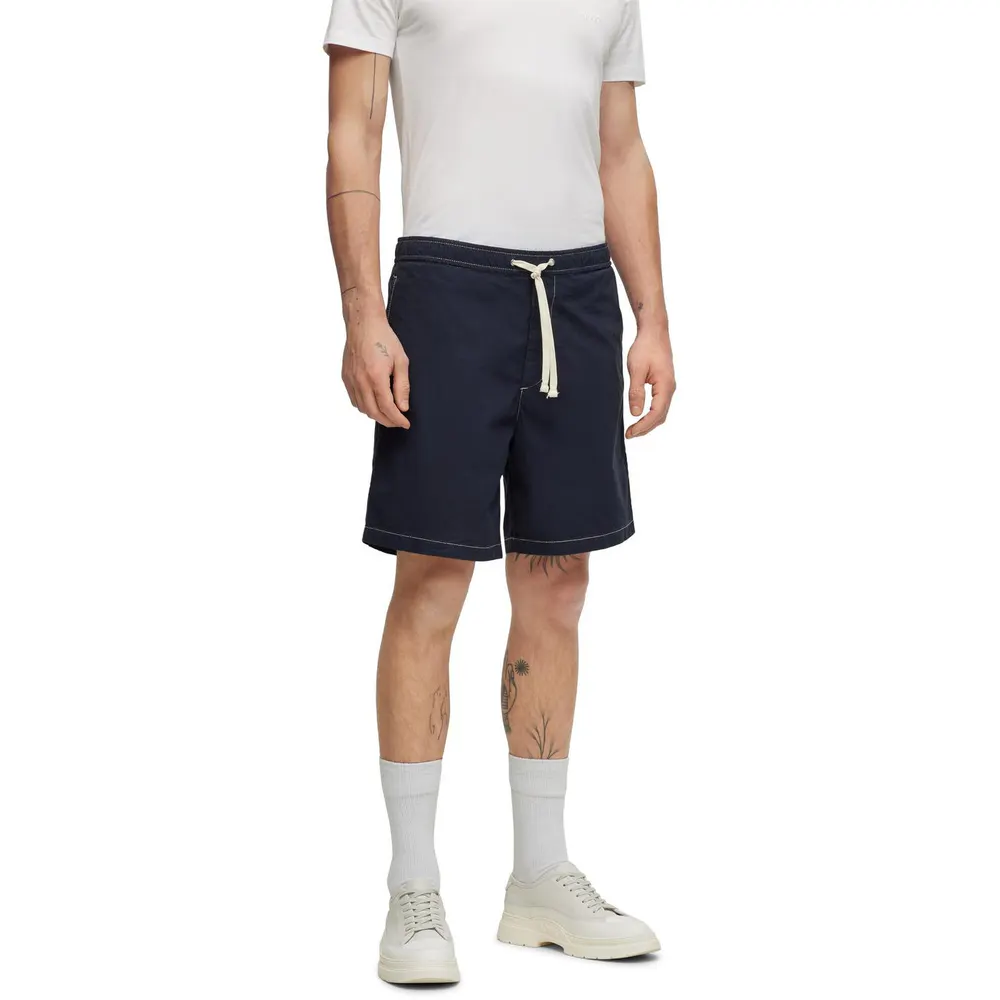 Boss Men's Karlos-Ds Jersey Fabric Shorts in Dark Blue, additional product view 2
