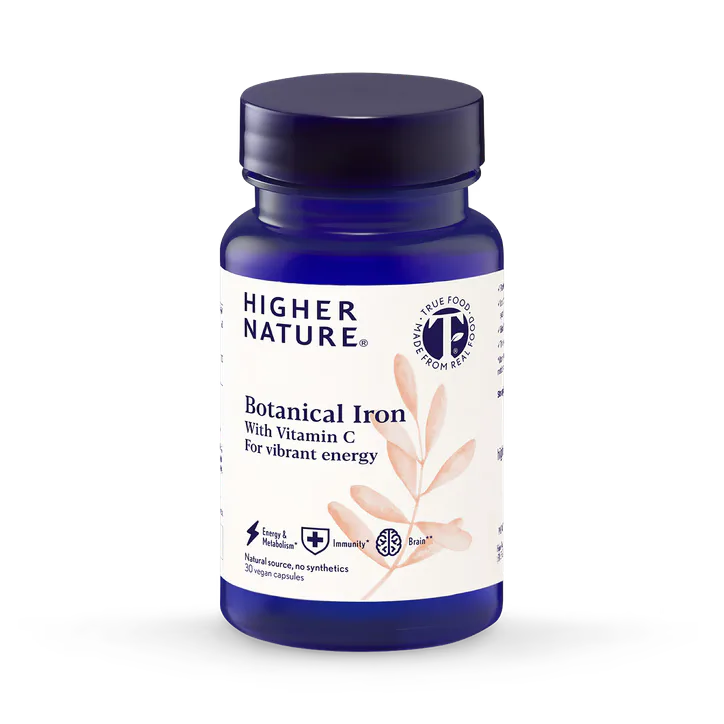 Higher Nature True Food® Botanical Iron 14mg Iron & 50mg Vitamin C - Plant-Based - 30 Vegan Capsules