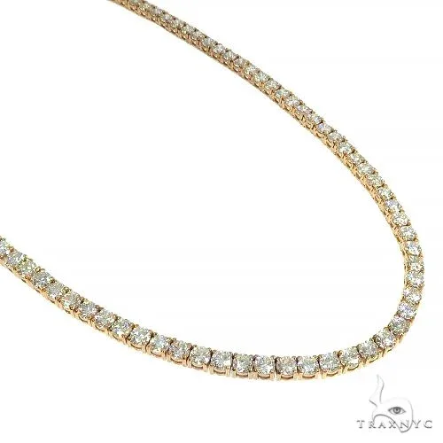RINA - For Him FACTORY 14K Yellow Gold Diamond Tennis Chain 16' 3.5mm 66636 in Rose Gold – Chain