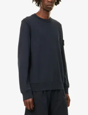 STONE ISLAND Brand-Patch Crewneck Cotton-Fleece Sweatshirt detail 3