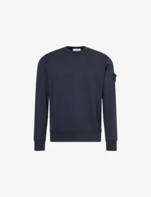 STONE ISLAND Brand-Patch Crewneck Cotton-Fleece Sweatshirt