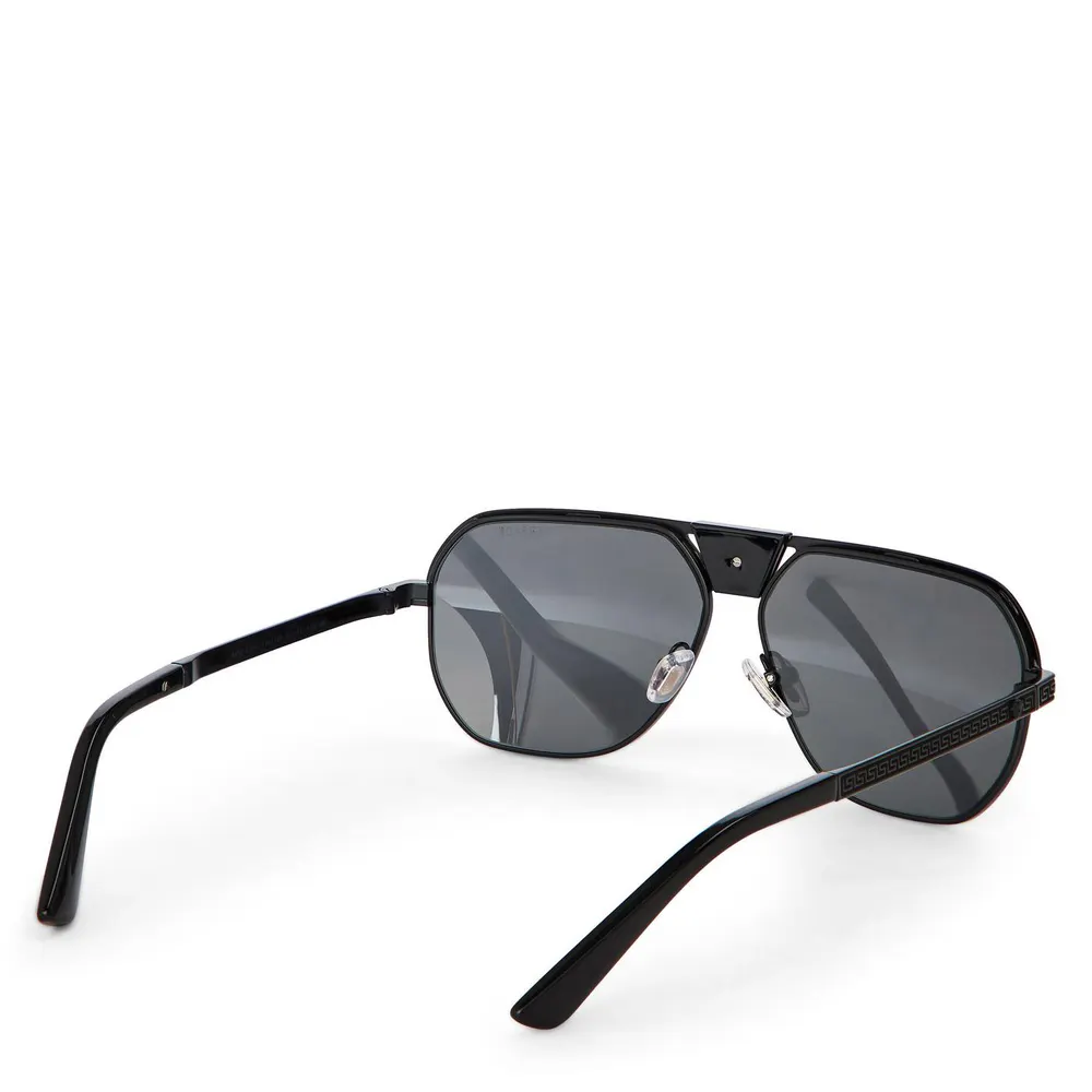 Versace Men's 0VE2294 Aviator Sunglasses in Black/Dark Grey, additional product view 2