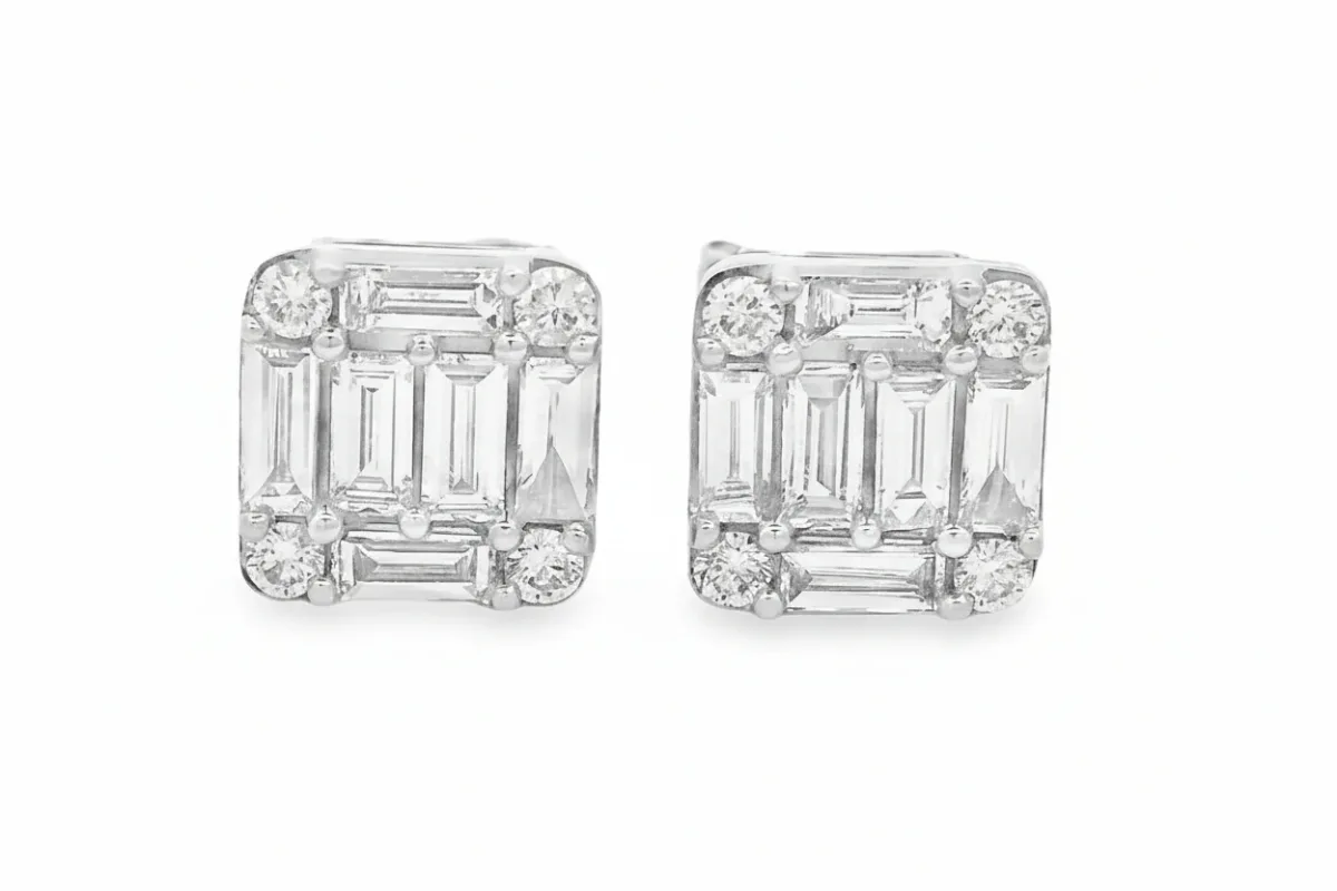 ANNA - UNITED 18K Gold Baguette Diamond Earrings 66732 in White Gold – Earrings