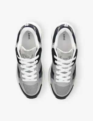 ARNE Flow Runner Leather, Suede and Mesh Trainers - EUR 44 / 10 UK MEN in BLUE OTHER, additional product view 2