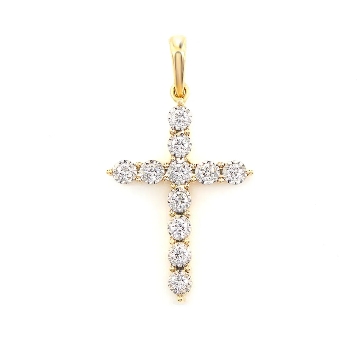 For Him One Row Miracle Set Diamond Cross Pendant in Rose Gold / Lab Grown Diamond – Pendant