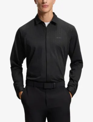BOSS Logo-Print Slim-Fit Cotton-Piqué Shirt detail 3