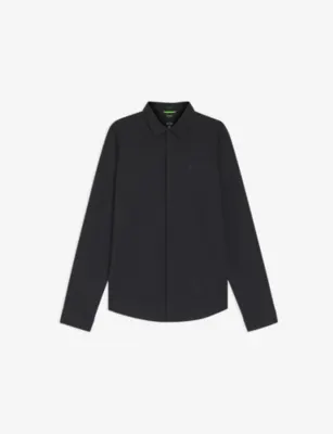 BOSS Logo-Print Slim-Fit Cotton-Piqué Shirt