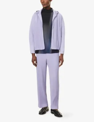 HOMME PLISSE ISSEY MIYAKE July Pleated Knitted Hoody in 80-purple Hued, additional product view 2