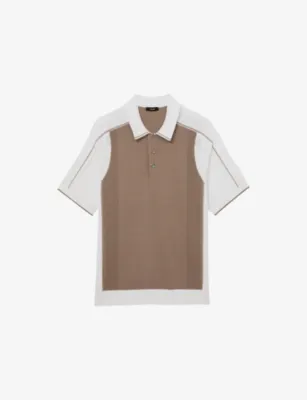 REISS Claremont Colour-Block Knitted Polo Shirt - WHITE AIRFORCE BLUE