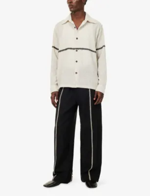 KARTIK RESEARCH Rabari Stripe Cotton Shirt in WHITE/ BLACK, additional product view 2
