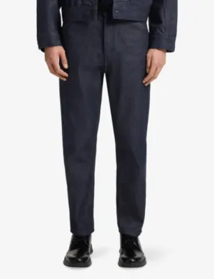 HUGO Regular-Fit Tapered-Leg Denim Jeans - 32/32 in Dark Blue, additional product view 3