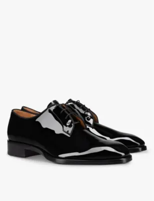 CHRISTIAN LOUBOUTIN Chambeliss patent-leather Derby shoes - EUR 42.5 / 8.5 UK MEN detail 3