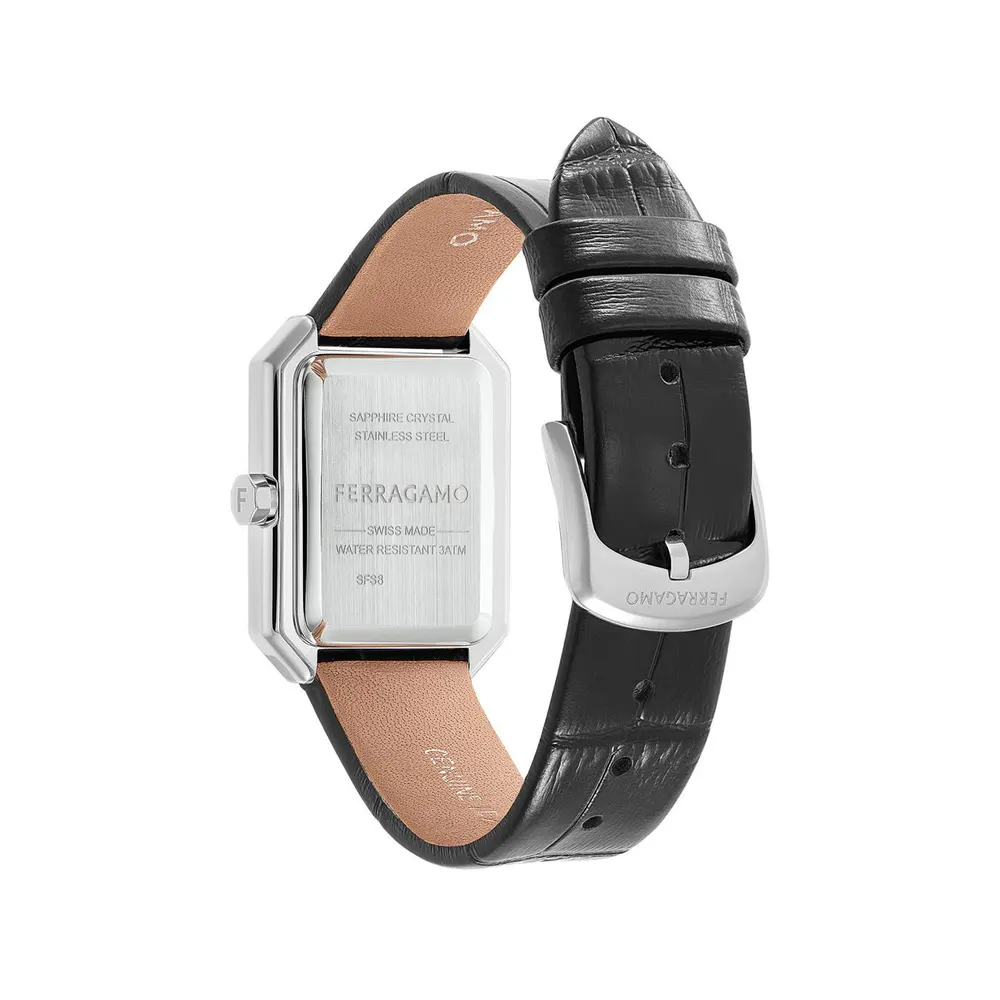Ferragamo Ladies Tank Analogue Quartz Watch in Black, additional product view 2