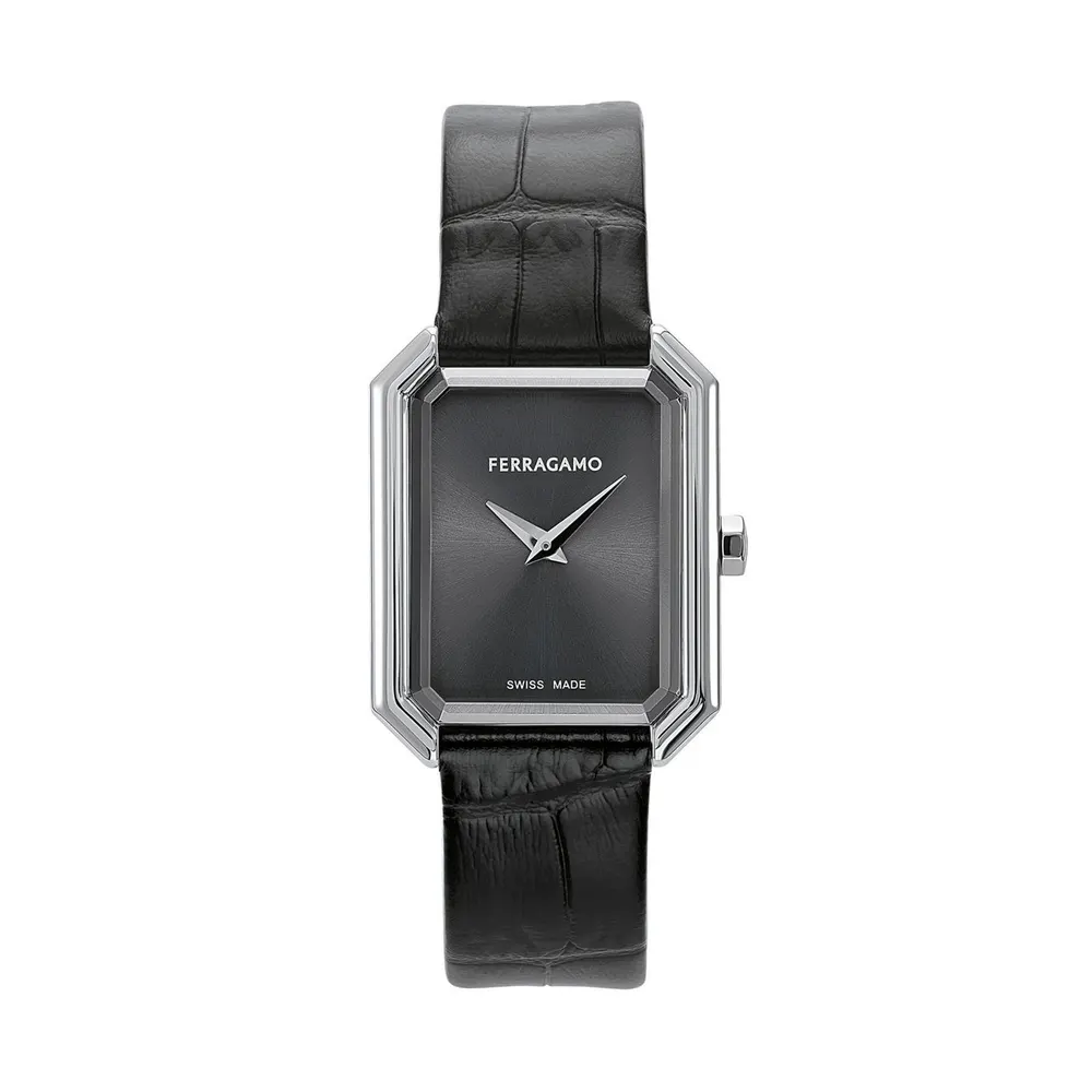Ferragamo Ladies Tank Analogue Quartz Watch in Black – Accessories