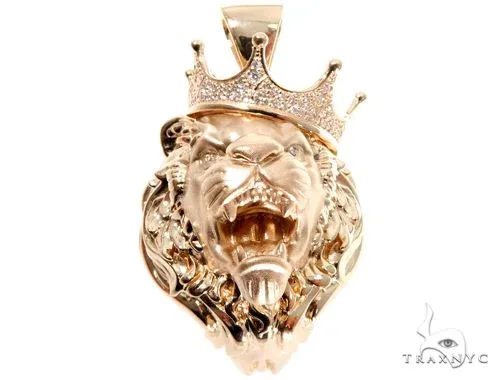 RINA - For Him FACTORY Small Diamond Lion Head Pendant 64161 in Rose Gold – Pendant