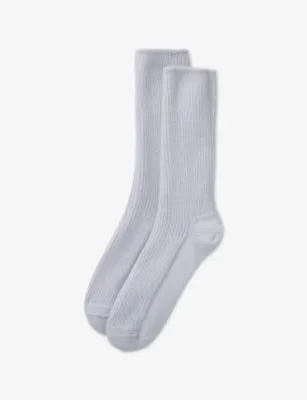 THE WHITE COMPANY Ribbed Cashmere Bed Socks - SlvrGryMrl in PALE BLUE – Mens | Underwear & socks | Socks | Plain Socks