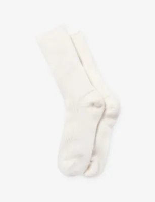 THE WHITE COMPANY Ribbed Cashmere Bed Socks - SlvrGryMrl in IVORY – Mens | Underwear & socks | Socks | Plain Socks