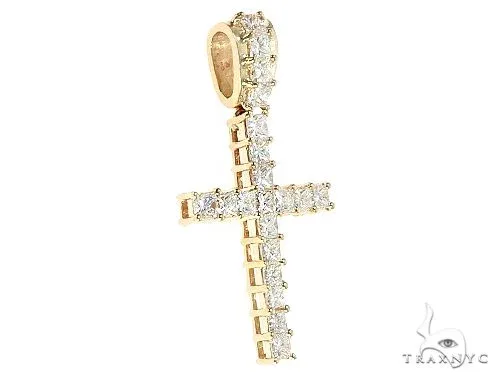 RINA - For Him FACTORY 14K Yellow Gold Princess Cut Diamond Manhattan Cross 65598 in Rose Gold – Pendant