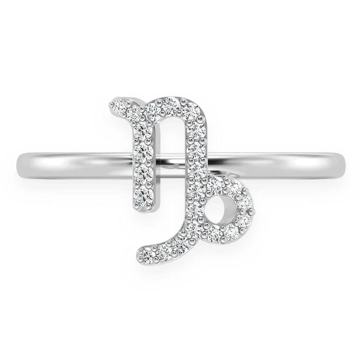 For Him Zodiac Diamond Ring in Capricorn / White Gold / Natural Diamond – Ring