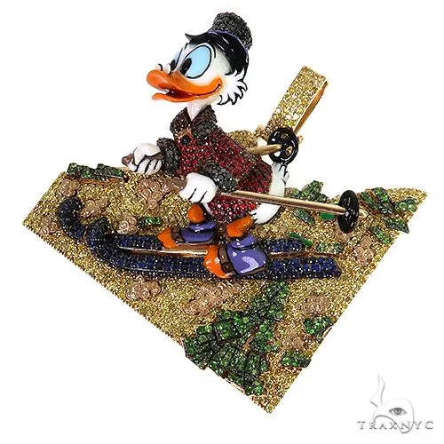 RINA - For Him CUSTOM Cartoon Characters Scrooge McDuck Diamond & Sapphire Pendant 68289 in Rose Gold – Pendant