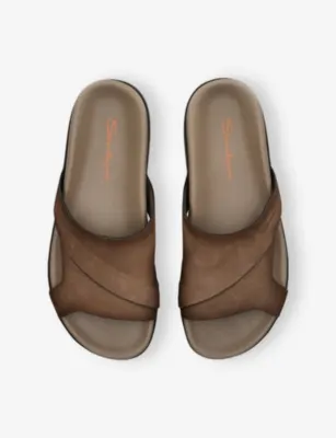 SANTONI Downtime Suede Sandals - EUR 43.5 / 9.5 UK MEN in Brown, additional product view 2