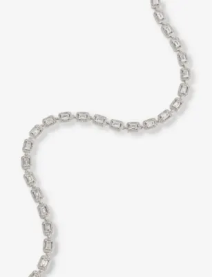 DARKAI Tennis baguette-stone 18ct white gold-plated brass and stainless-steel necklace detail 3