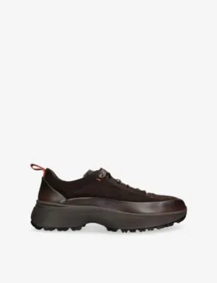 SANTONI Bounce Trek Suede Trainers - EUR 42.5 / 8.5 UK MEN in Dark Brown – Mens | Trainers | Lace up trainers