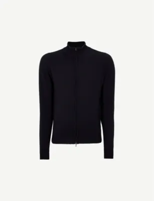 JOHN SMEDLEY Zipped merino wool cardigan detail 2