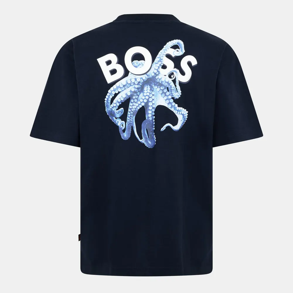 Boss Men's Te Numbers T-Shirt in Dark Blue, additional product view 2