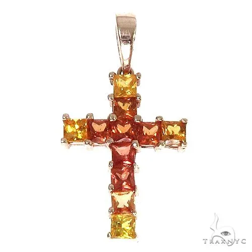 PIA - For Him GEMSTONES Fire Princess Cut Sapphire Cross 67087 in Rose – Pendant