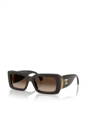CHANEL CH5534 Polarised Rectangle-Frame Acetate Sunglasses detail 2