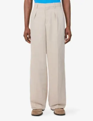 JW ANDERSON Pleated Wide-Leg Cotton Trousers detail 3