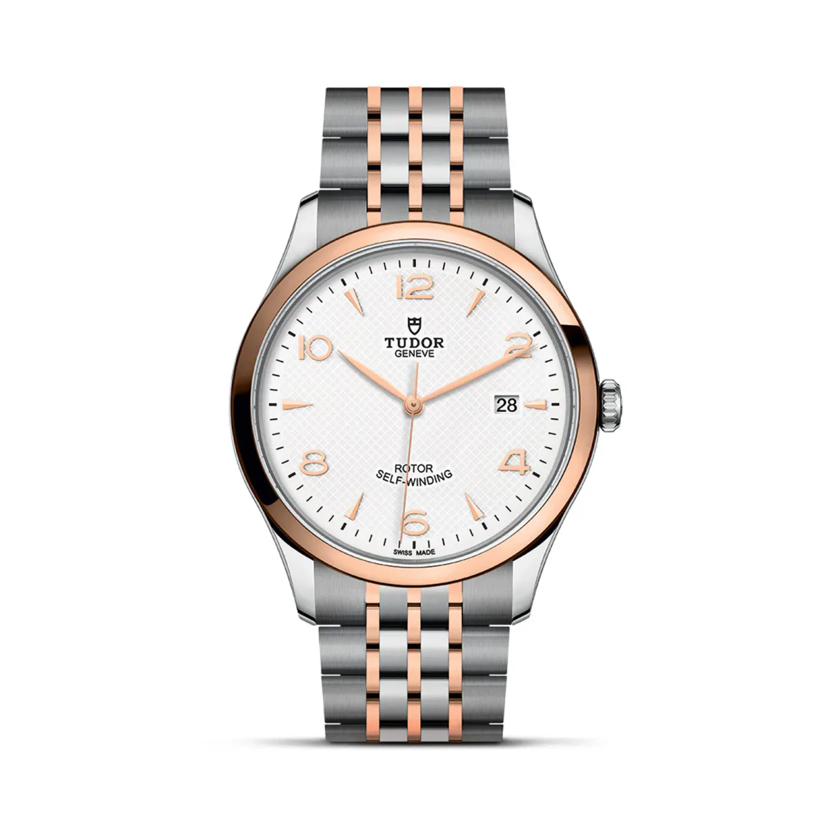 Tudor 1926 41mm Mens Watch Steel Case Rose Gold Bezel White Dial