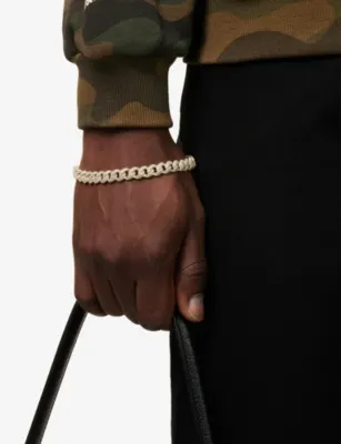 GLD Cluster Cuban 18ct Gold Plated Bracelet - 9in detail 2