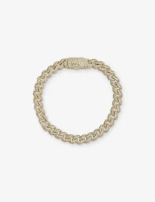 GLD Cluster Cuban 18ct Gold Plated Bracelet - 9in