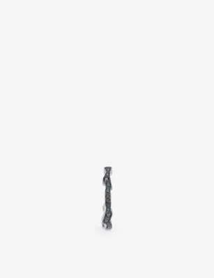 LA MAISON COUTURE Biiju By Night Platinum and Black Diamond Single Hoop Earring detail 2