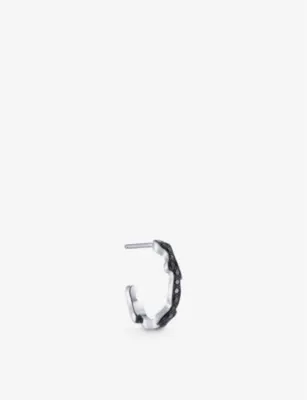 LA MAISON COUTURE Biiju By Night Platinum and Black Diamond Single Hoop Earring