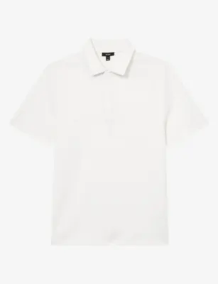 REISS Reed Micro-Waffle Short-Sleeve Stretch-Jersey Polo - BROWN detail 2