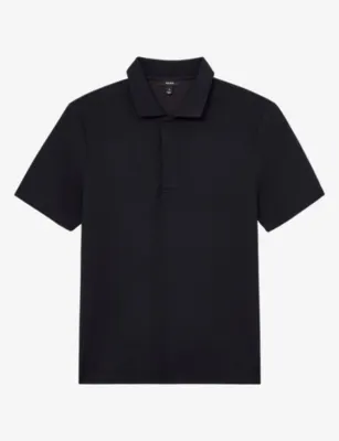 REISS Reed Micro-Waffle Short-Sleeve Stretch-Jersey Polo - BROWN detail 3