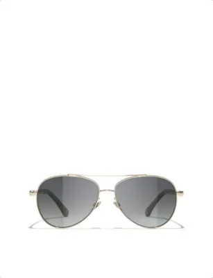 CHANEL CH4298H Pilot-Frame Metal Sunglasses