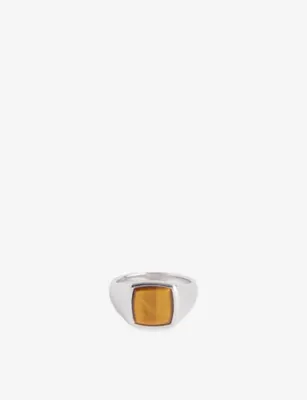 TOM WOOD Kay Tiger Eye Rhodium-Plated Sterling-Silver Ring - V.25