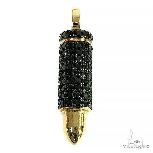 RINA - For Him FACTORY 14K Gold Black Diamond Bullet Pendant 66446 in Rose Gold – Pendant