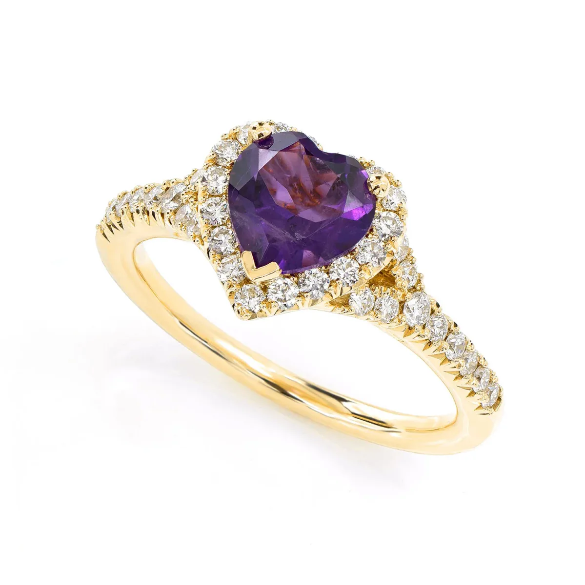 For Him Heart Amethyst and Diamond Halo Ring in Rose Gold / Lab Grown Diamond – Ring